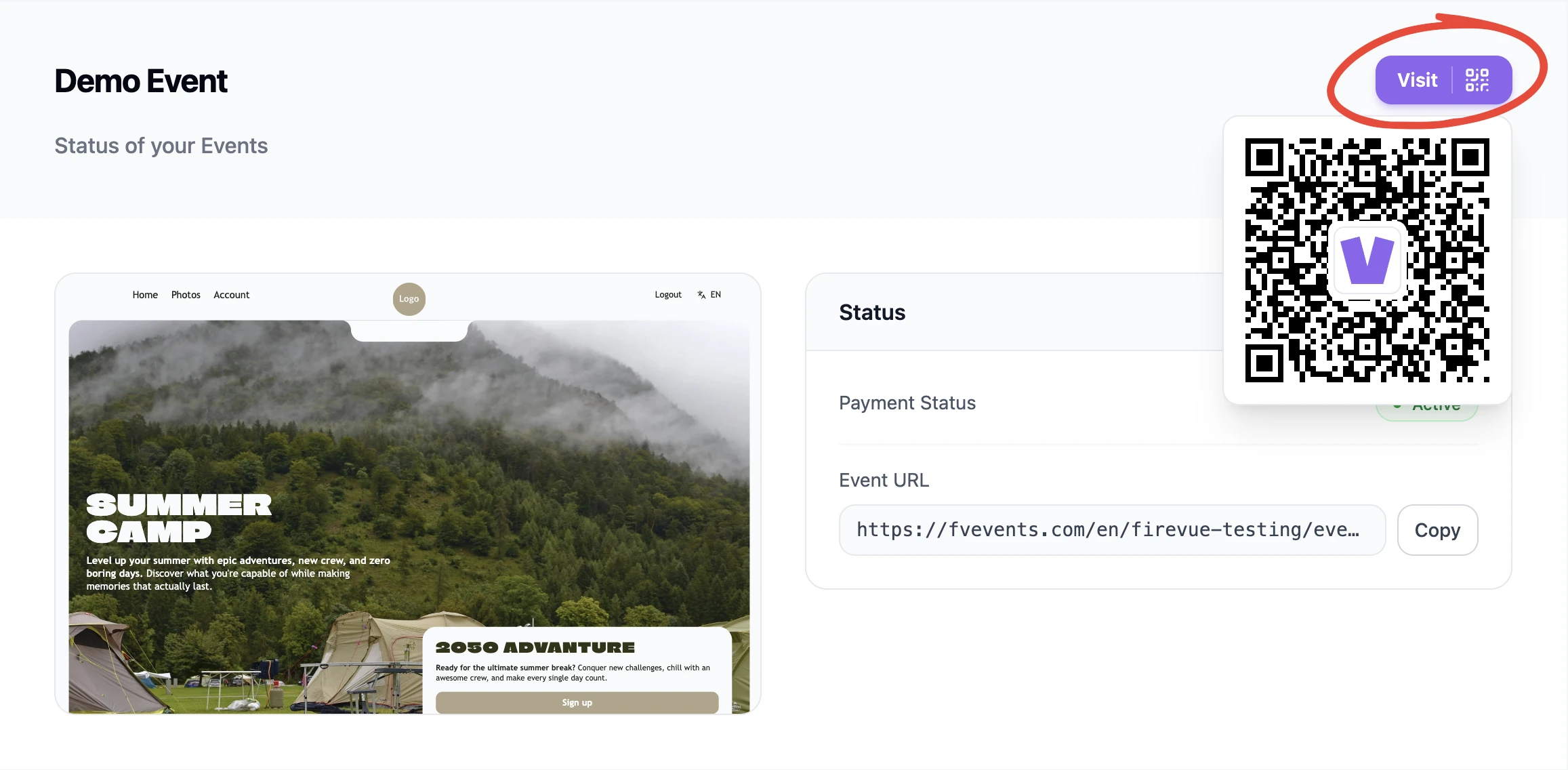Screenshot: share link