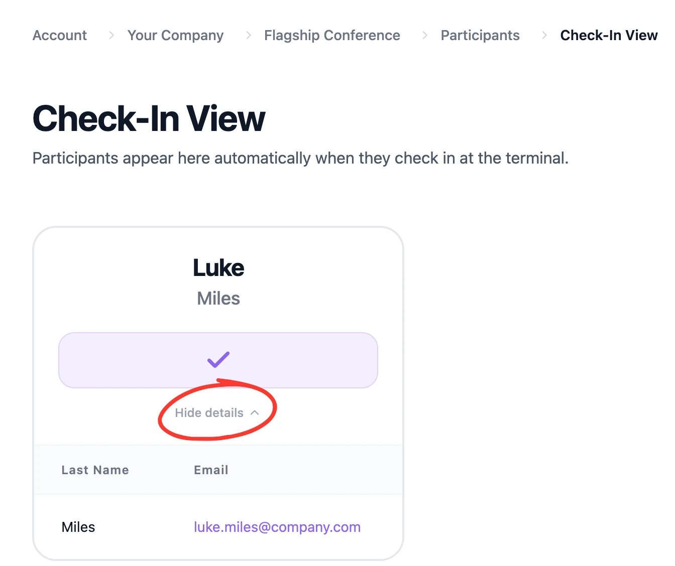 Check In View Details