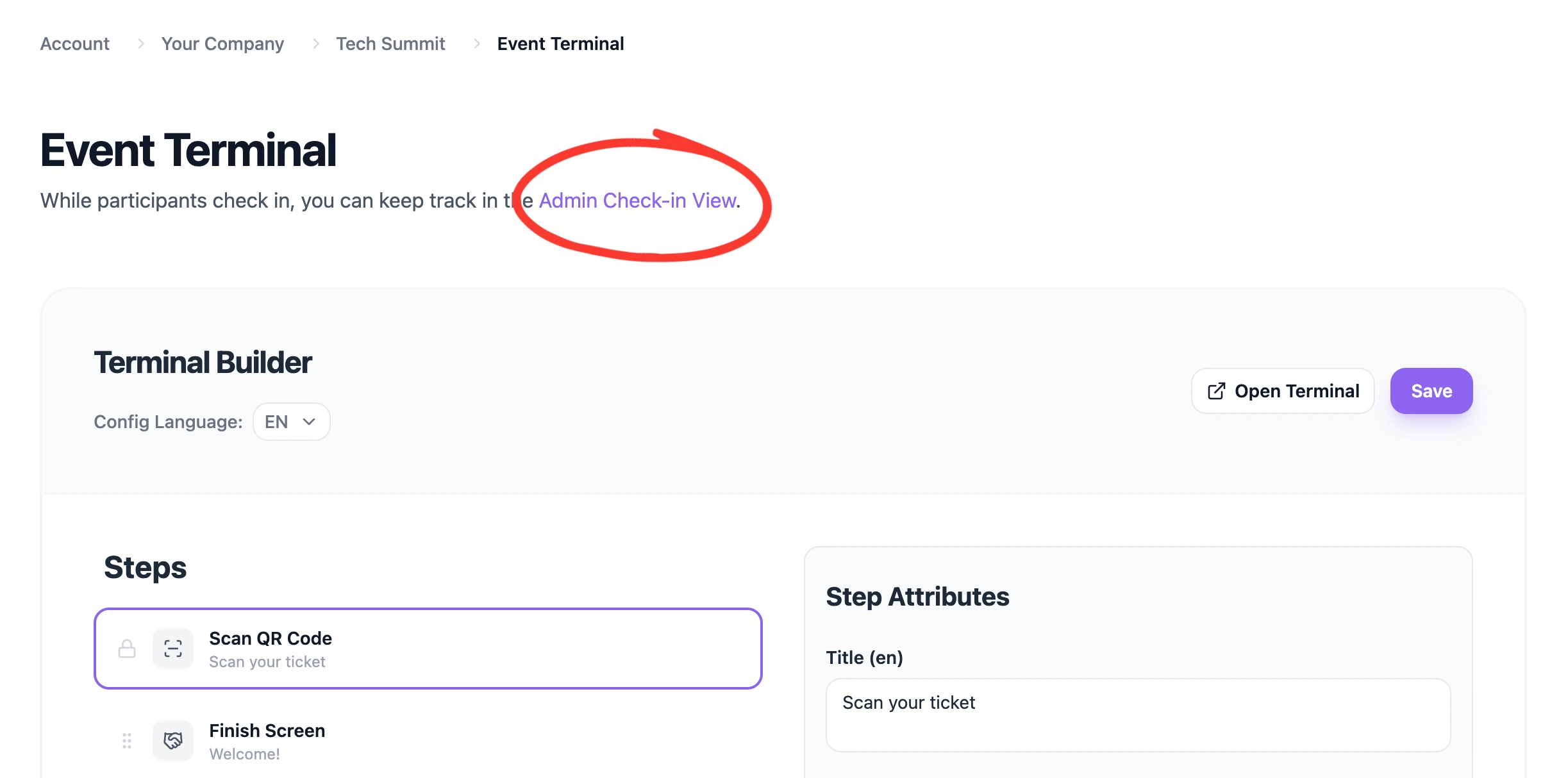 Check In View Link